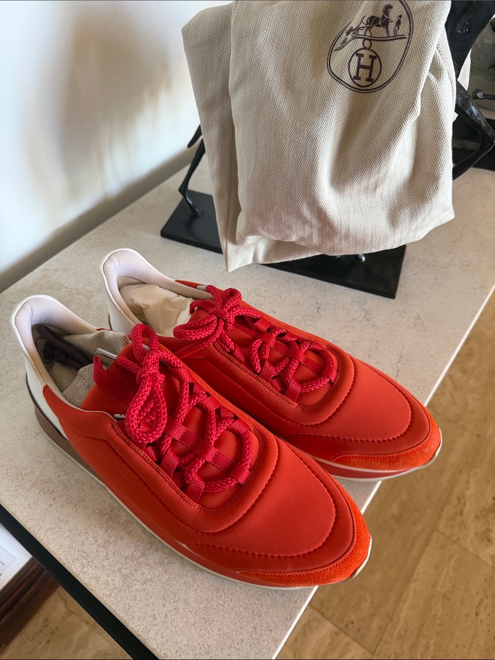 Hermes Red Low-Top Women's Sneakers